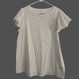 Isabel Maternity by Ingrid & Isabel White Flutter Sleeve Cotton Top Large NWT
